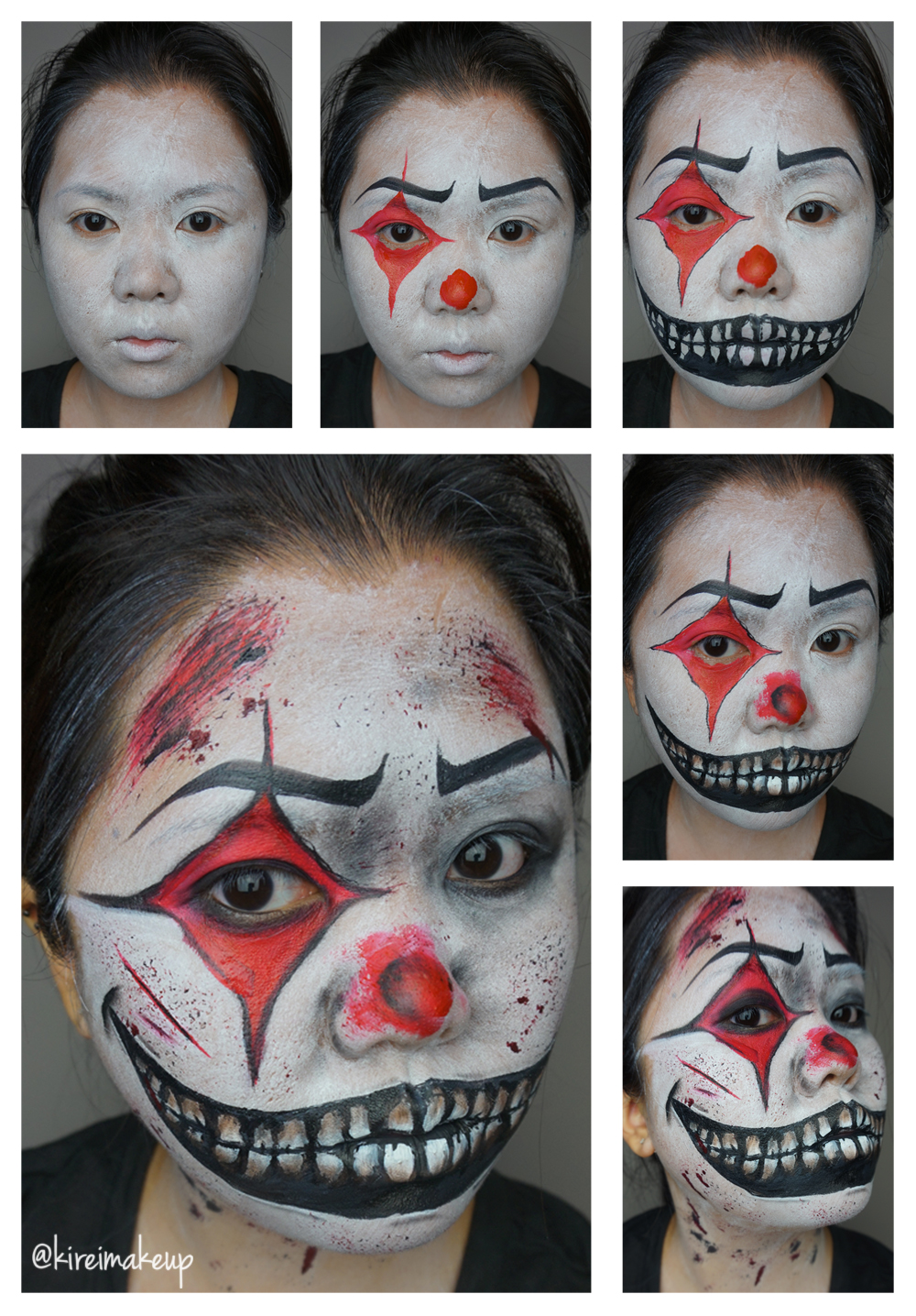 clown makeup killer halloween face paint tutorial check please